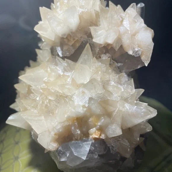 Raw crystal- large yellow tooth calcite FLUORITE W- purple UV 5”x5”x 3” - Picture 6 of 10